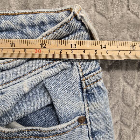 RSQ Flared High Rise Denim Jeans Size 25x31 Light‎ Wash Stressing Faded - Picture 4 of 12